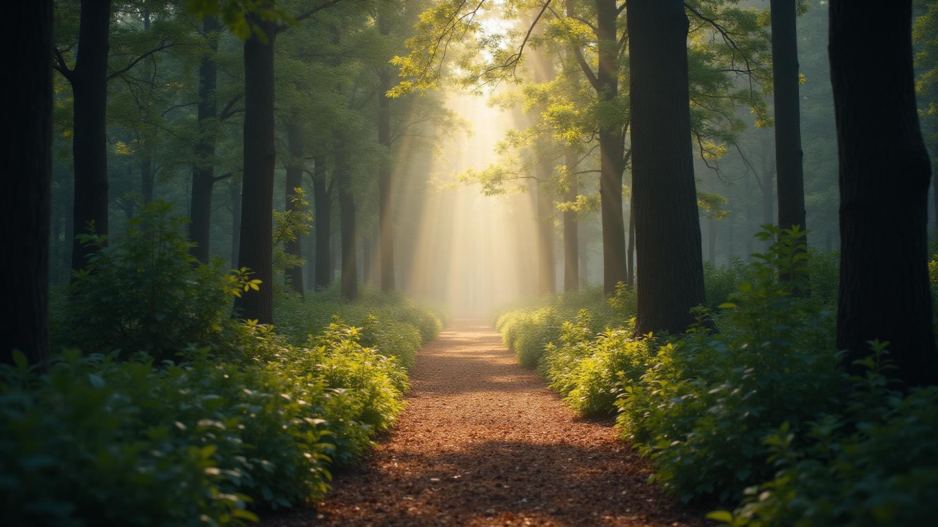 Sunlit forest path in Northern Virginia representing the journey of end-of-life planning